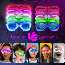 15 Pack LED Light Up Party Glasses Flashing Neon Glow Shutter Shades Rave Disco