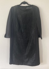 Sandwich size EU 40 IT 44 Black Leather Front Panel zip up dress with sleeves