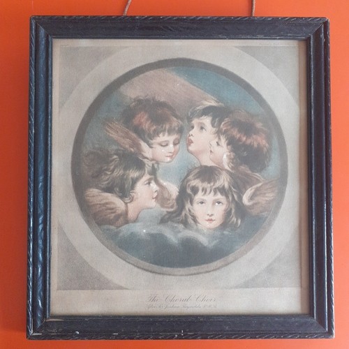 Vintage antique print cherub - antique,