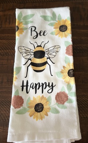 Bee tea towel - happy, 26”x