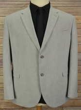 Mens Next grey suit 50R W44 L31 relaxed fit turn ups pleated blazer trousers