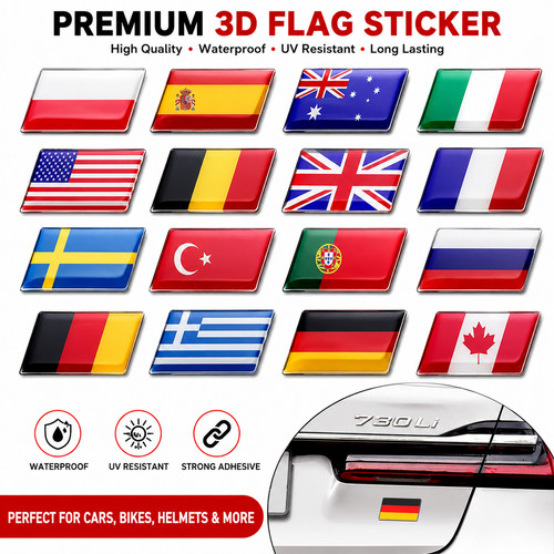 Car flag sticker badge - 3d,