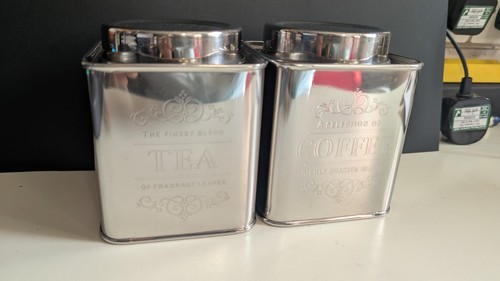 Pair thick tin tea and - pair, of