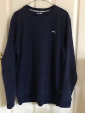MENS SLAZENGER NAVY JUMPER ROUND NECKLINE LONG SLEEVES FLEECE LINING SIZE LARGE