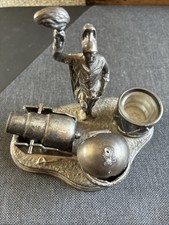 Walker Hall Metal Cruet Set With A Figure Holding A Flame. Made On Sheffield