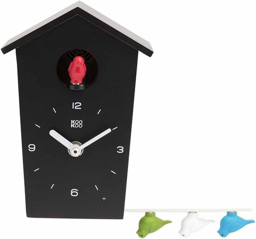 Mini black birdhouse cuckoo - black,