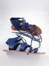 Warehouse size 5 (38) navy blue leather long lace up flat Gladiator sandals
