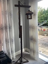 Mission Arts and Crafts Style Ratchet Wooden Floor Lamp Lamp Post Rustic RARE