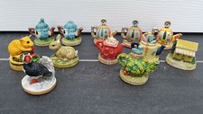 12 X VINTAGE TETLEY TEA FOLK COLLECTABLES TEAPOTS / CAKE SHOP / WILDLIFE