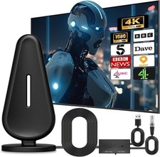Indoor TV Aerial 4K 1080P HD Digital TV Aerial with 560+ Miles Range Reception