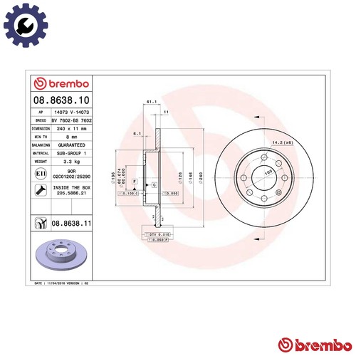 Brake disc 8638 - brake, for