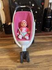 Smoby Quinny Dolls Pushchairs Stroller Toy Pink Grey, 3-Wheel  - LANCS