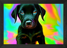 Black labrador puppy Framed