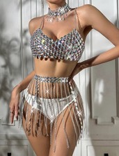 Crystal Disc Sequin Chain Bra