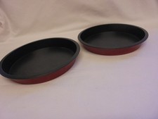 Vintage Pair Red Circular Non Stick Cake Tin Victoria Sponge Sandwich