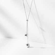 Silver lariat necklace - silver,