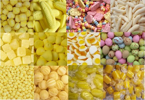 Yellow sweets gummy fizzy - gummy,