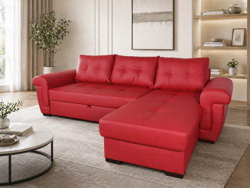 Red corner sofa bed - red,