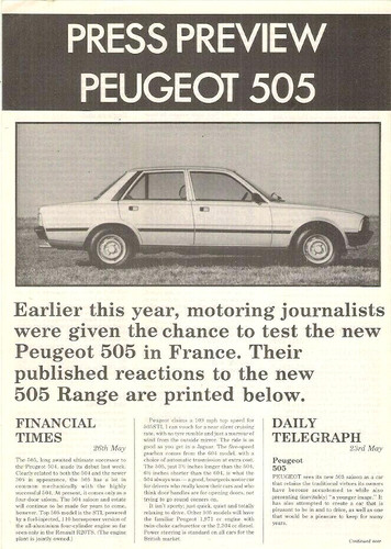 Peugeot 505 saloon - peugeot, press