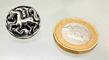 Vintage Silvered Running Horse Design Moulded Black Glass Button -1.8cm approx