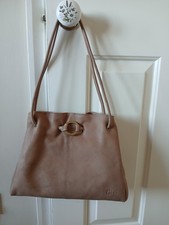 GIGI DESIGNER WOMENS BEIGE REAL LEATHER SATCHEL TOTE HOBO SHOULDER HANDBAG