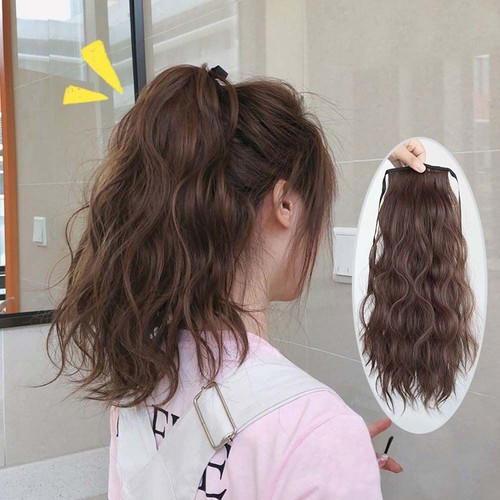 Wavy drawstring ponytail - wavy,