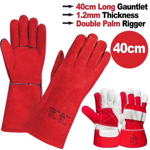 Red welding gauntlets welder - welding,