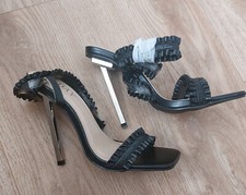 L DAY size 4 (37) Black  Sling Back Strap 5" stiletto heel party sandals Shoes