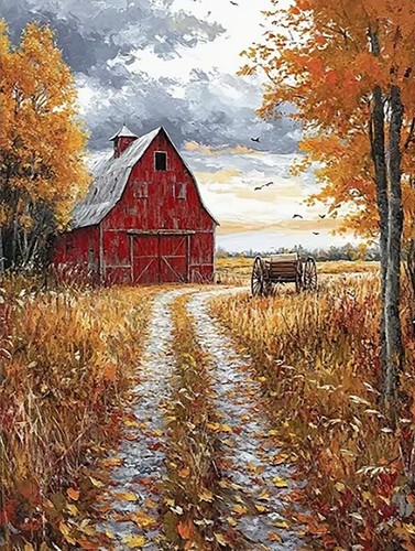 American red barn landscape - red,