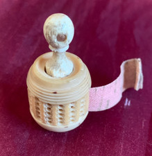Antique Tagua Nut Rotary Tape Measure + Stanhope A Memory of Reading