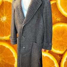 Henry Grethel Men's Herringbone Tweed Wool Blend Overcoat Size M