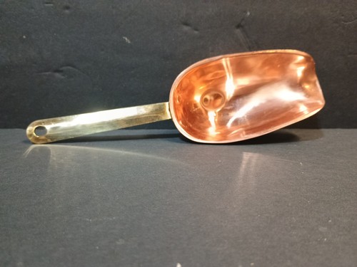 Copper scoop with brass - copper, 8”