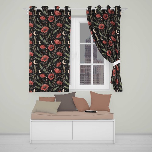 Blackout eyelet curtains red - blackout,
