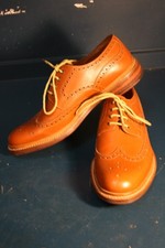 Vtg Harewood brown tan brogue all leather shoes size 11 mod revival new