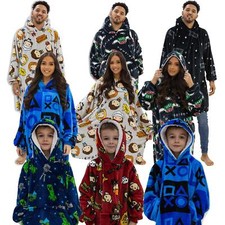 Adults Kids Character Wearable Soft Warm Fleeces Gamer Oversized Loungers Sherpa
