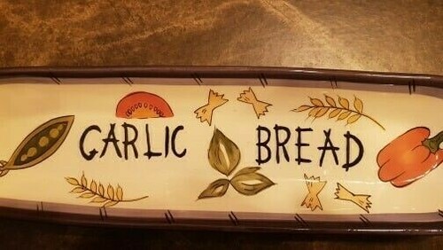 Garlic bread dish - bread, server