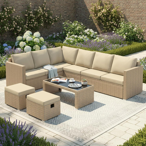 Rattan garden corner sofa - rattan,