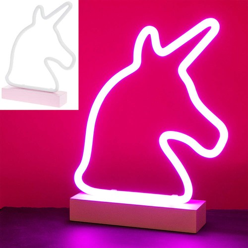 Unicorn shaped pink neon lamp - pink,