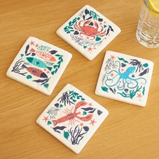 Set Of 4 Sea Creatures Ceramic