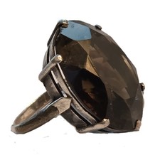 Large Vintage Sterling Silver Smoky Quartz Ring