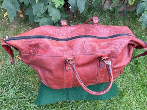 Vintage brown leather holdall - vintage,