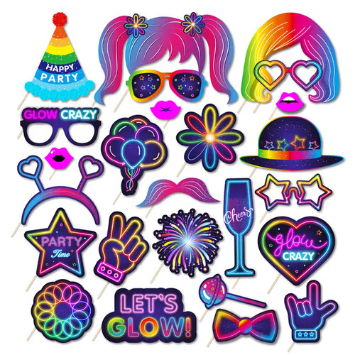 Neon photo booth props - booth, 30pc