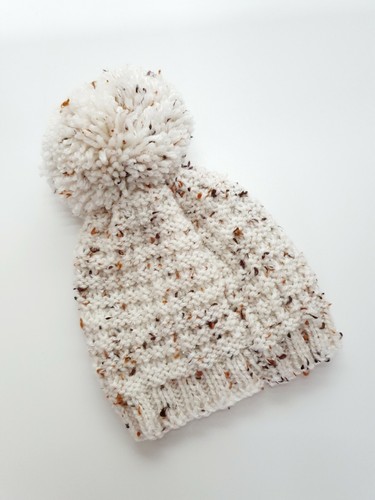 Baby knitted speckled bobble - knitted,