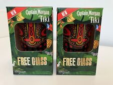 2x Captain Morgan Tiki Bar Rum Glass Tumbler NEW IN BOX
