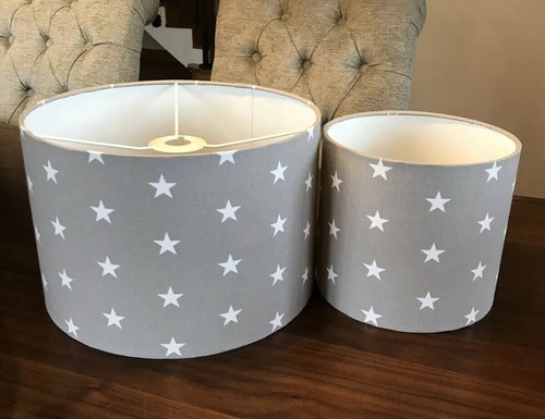 Grey and white stars lampshade - and,