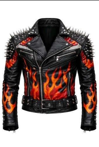 Men studded black leather - men's,