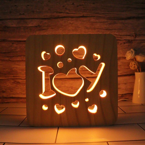 Solid wood night light with - wood, 3d