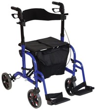 Aidapt Hybrid Duo 2-in-1 Lightweight Folding Rollator Walker Transit Wheelchair