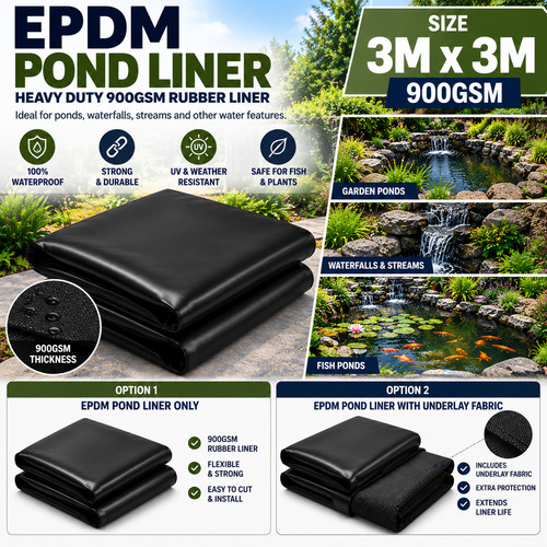 Epdm pond liner 900gsm - epdm, 3m