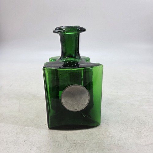 Vintage green glass decanter - green,
